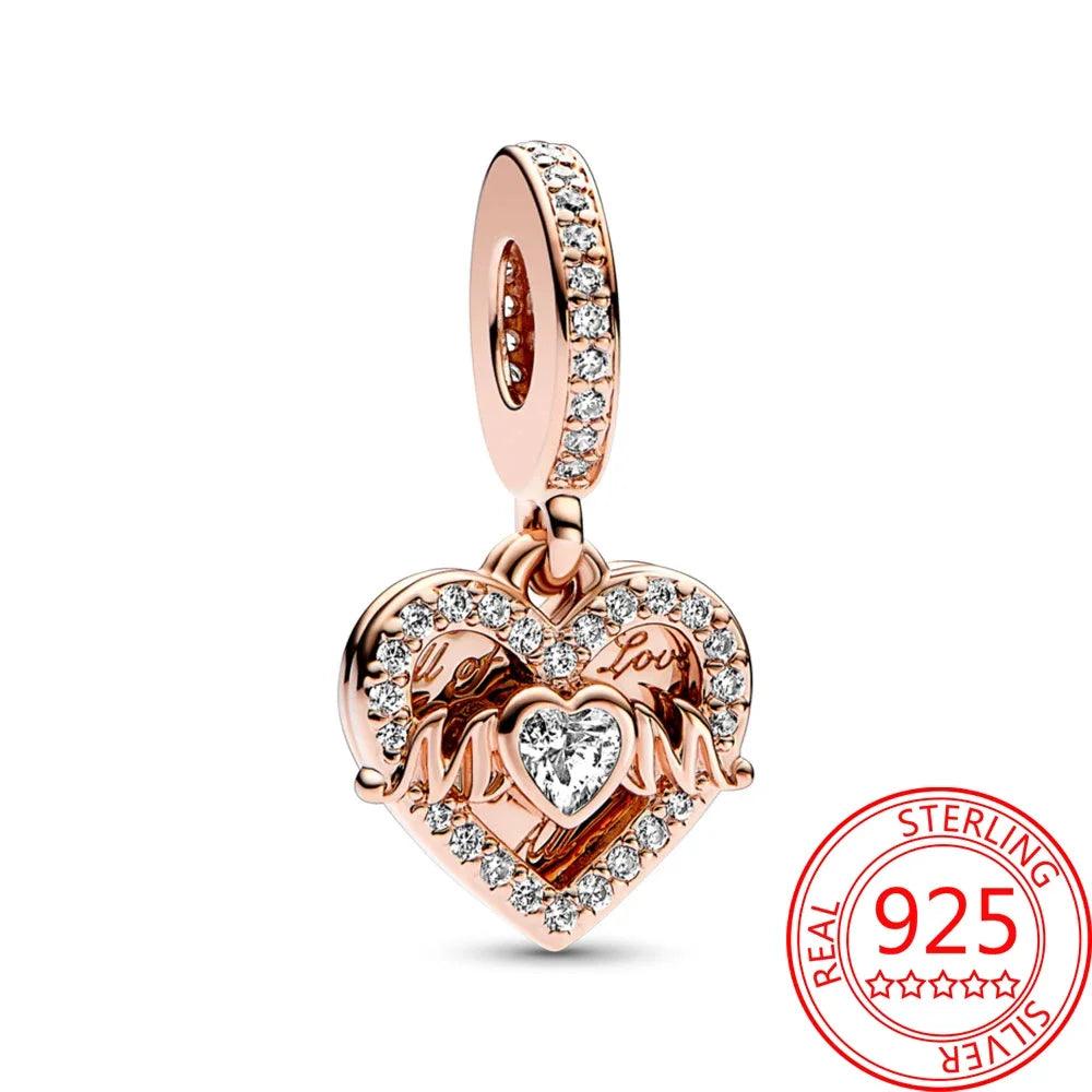Sparkling Ball Rose Gold Charms in Sterling Silver