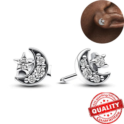 Sterling Silver Sun & Moon Earrings