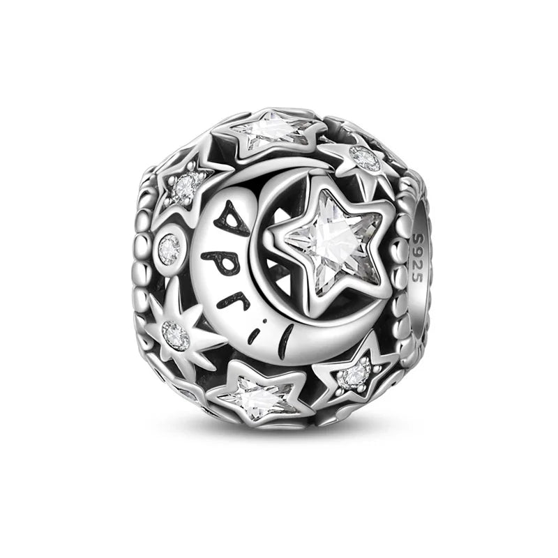 April Birthstone Charms: Round in 925 Sterling Silver
