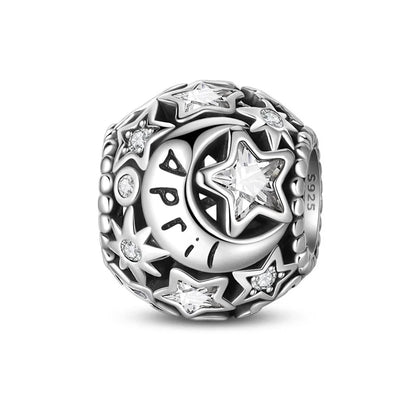 April Birthstone Charms: Round in 925 Sterling Silver