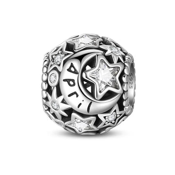 April Birthstone Charms: Round in 925 Sterling Silver
