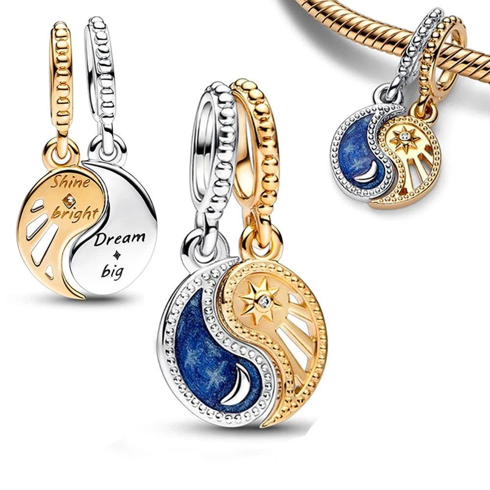 14k Gold Plated Two Tone Splitable Charms for Pandora Bracelets