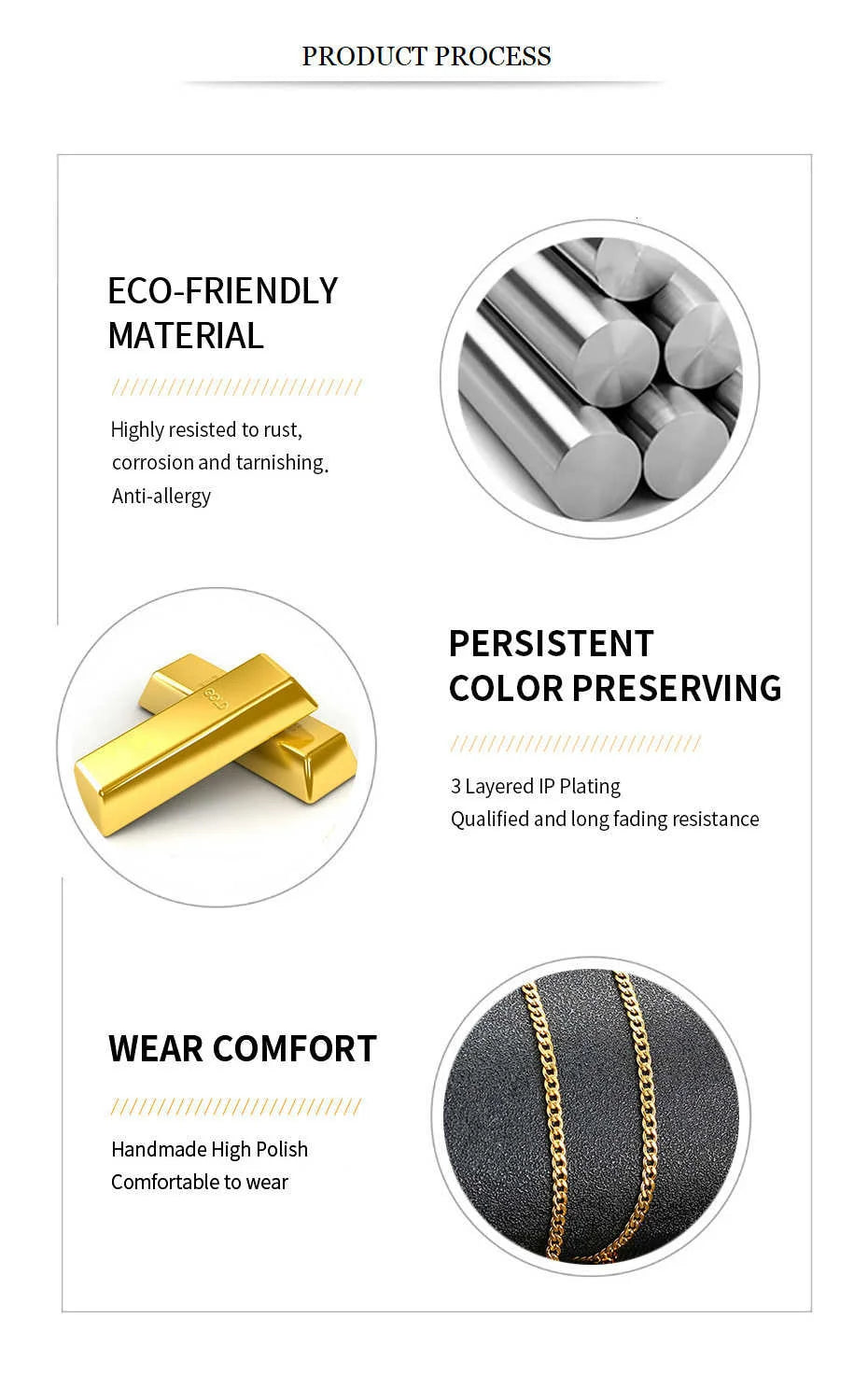 Cuban Link Chain Necklace in Stainless Steel, Black & Gold Color: Men & Women Jewelry