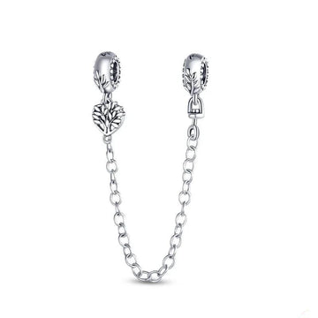 Pink Heart Safety Chain Charms for Pandora Bracelet