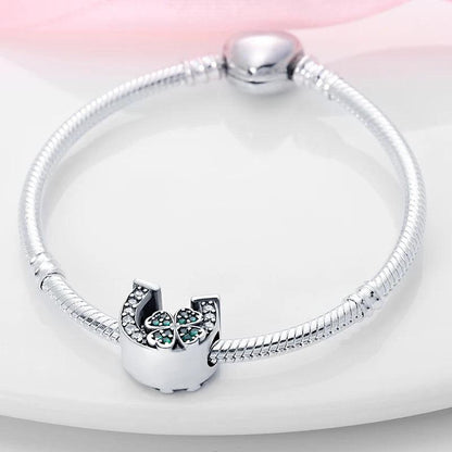 Van Cleef Design of 4 Leaf Clover Horseshoe Charm fits to Pandora Bracelets