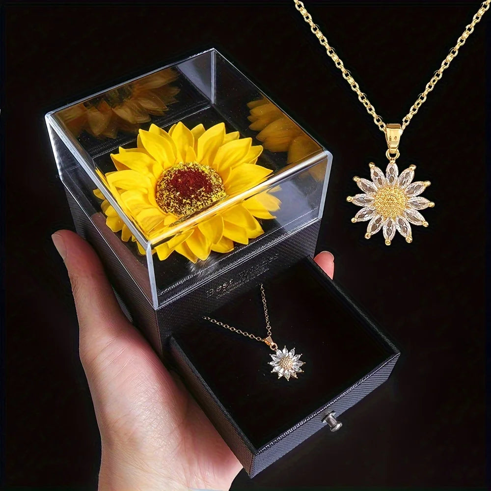 Sunflower Necklace in a beautiful gift box: Gift for Her