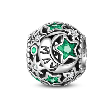 May Birthstone Charms: Round in 925 Sterling Silver