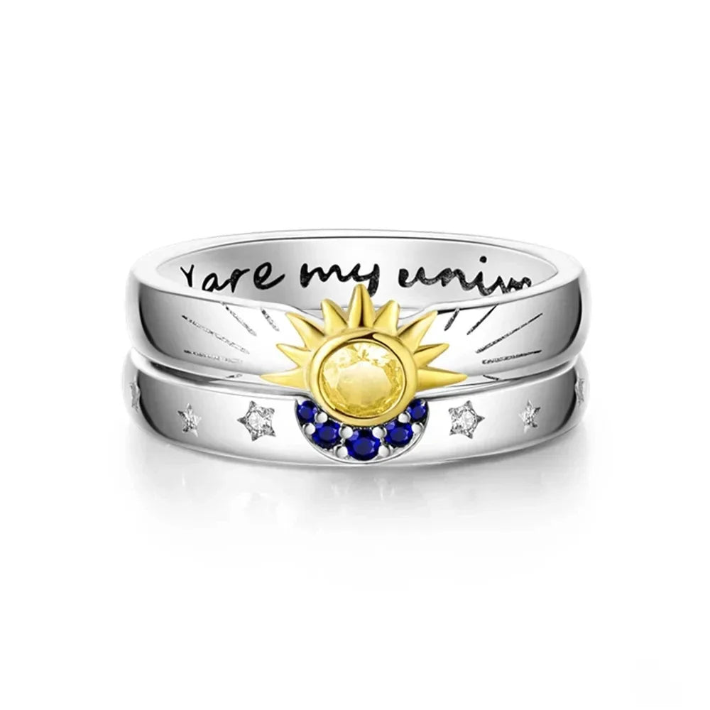 Shining Sun & Moon Ring – 925 Sterling Silver Celestial Ring for Women, Classic Everyday Jewelry Gift