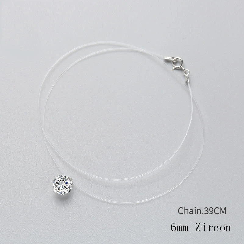 Zircon Round Pendant Choker Silver necklace