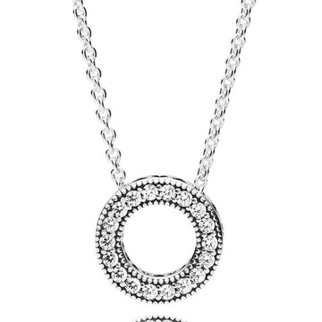 Pave Circle Collier in Sterling Silver