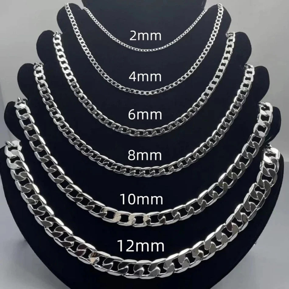 Link Chain Necklace in Sterling Silver: Men & Women Jewelry Gift