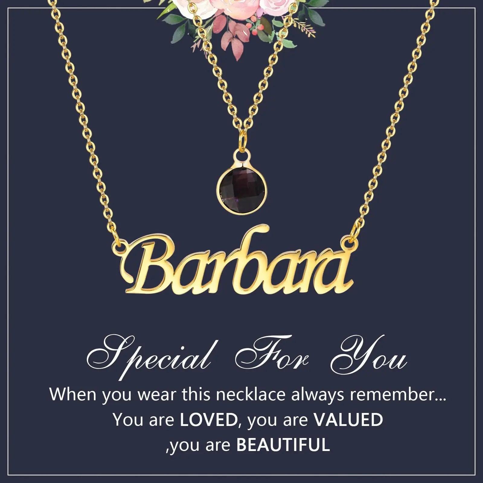 Personalized Women's Name Necklace Pendant with Birthstone