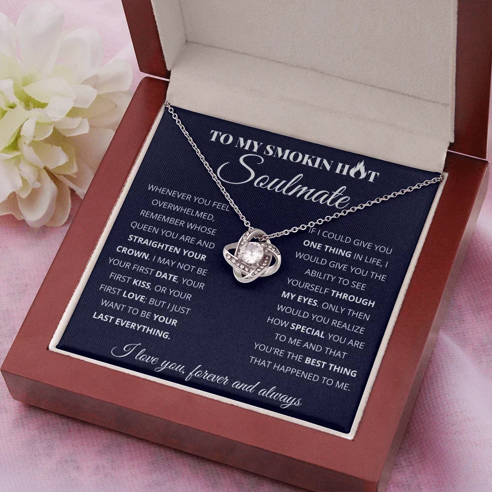 Necklace Gift for Soulmate: White Gold Plated Necklace with message card in Gift Box