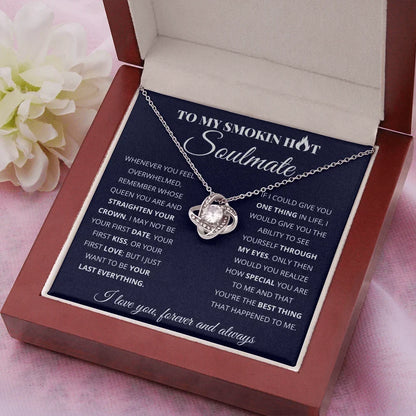 Necklace Gift for Soulmate: White Gold Plated Necklace with message card in Gift Box