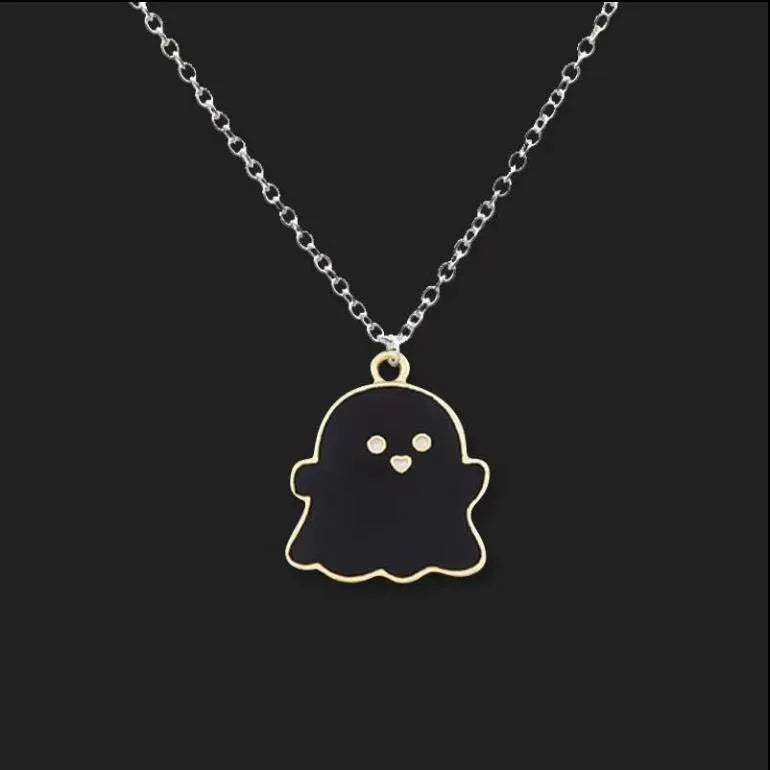 Halloween Black Ghost Necklace | Heart Crafted Gifts