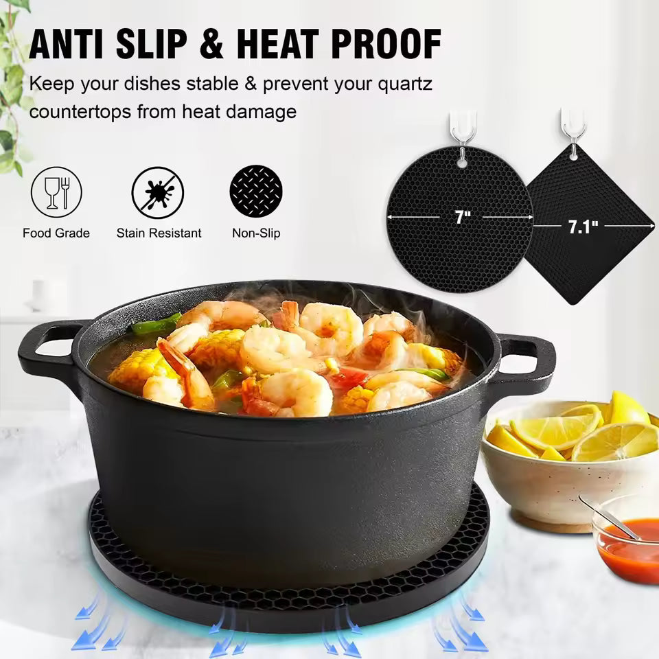 Silicone Trivet Mats – 4 Heat-Resistant Pot Holders Non-Slip Hot