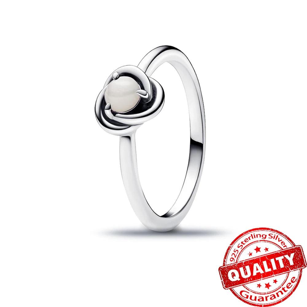 June Sterling Silver Birthstone Eternity Circle Ring | Pandora Gemstone Rings