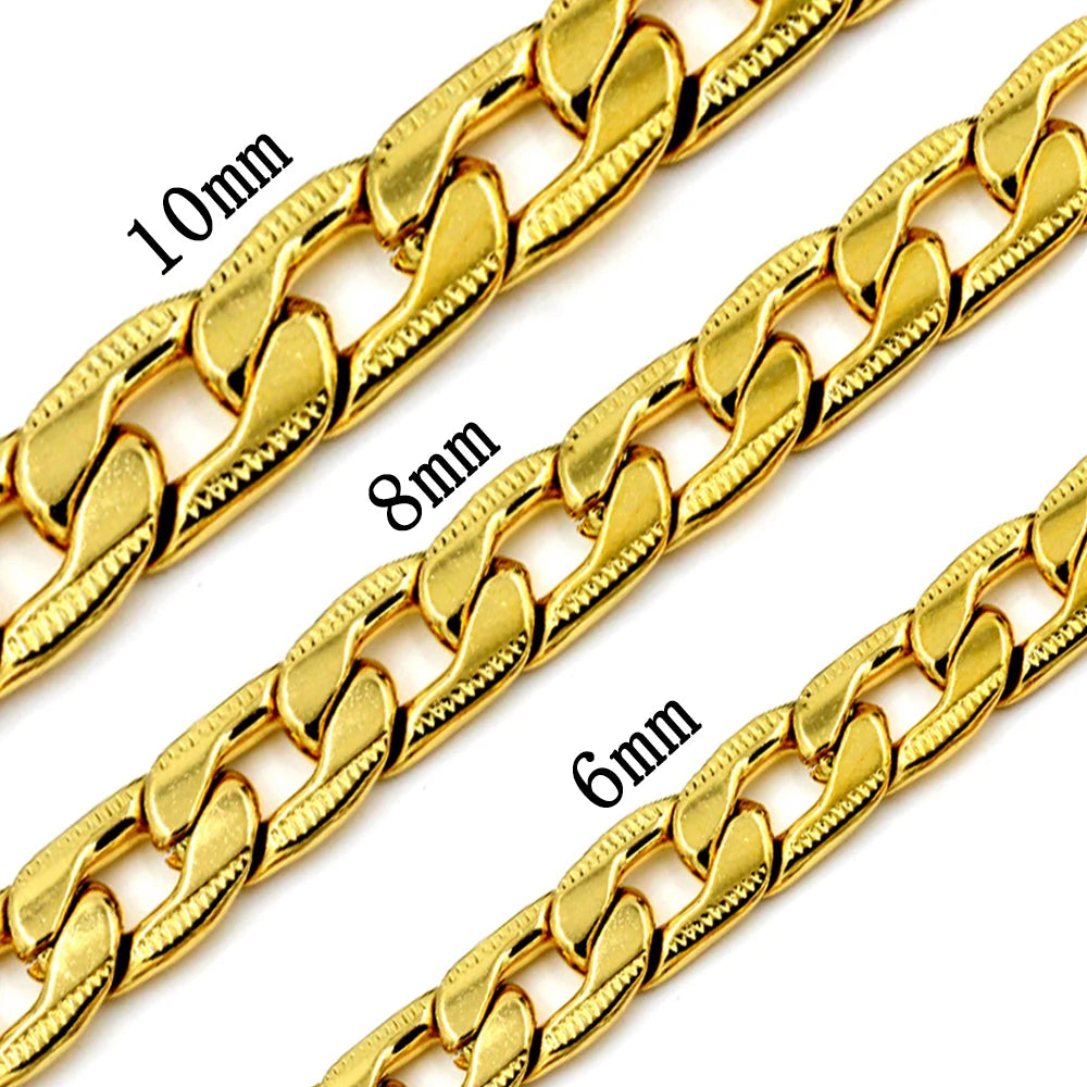 Luxurious Gold Plated Curb Link Cuban Chain Necklace for Men & Women