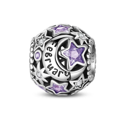 February Birthstone Charms: Round in 925 Sterling Silver