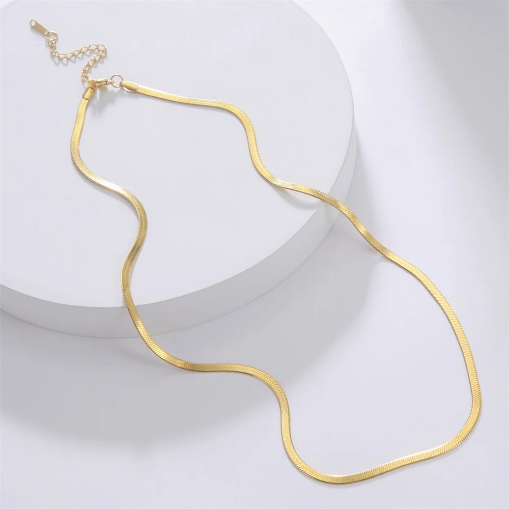 Stainless Steel Snake Chain Necklace for Women & Men in Gold & Silver