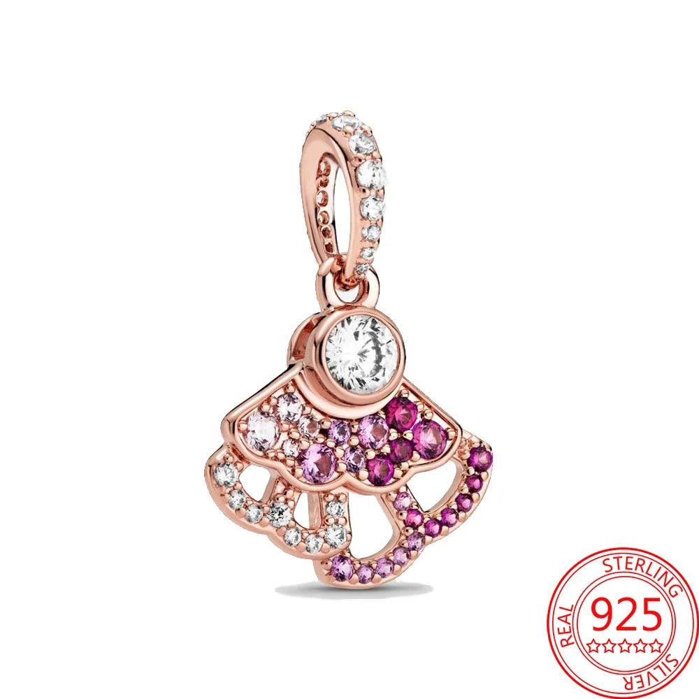 Two Tone Heart Rose Gold Charms in Sterling Silver