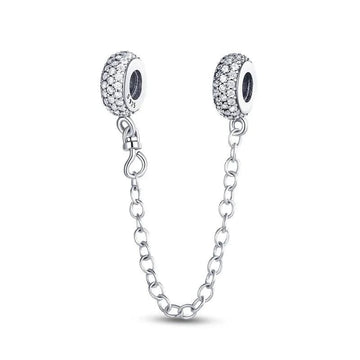 Paved Sparkles Safety Chain Charms for Pandora Bracelet