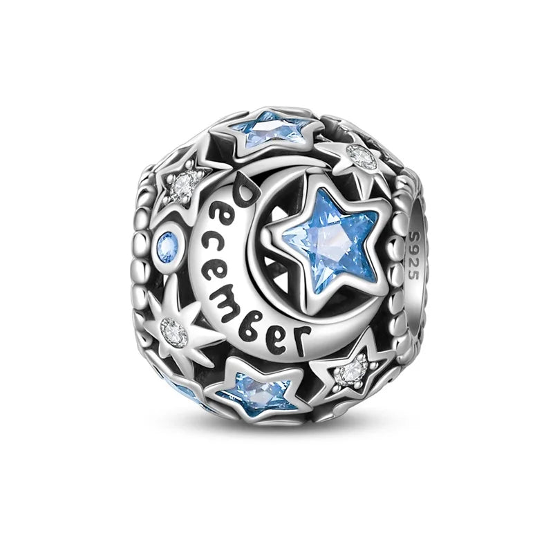 December Birthstone Charms: Round in 925 Sterling Silver