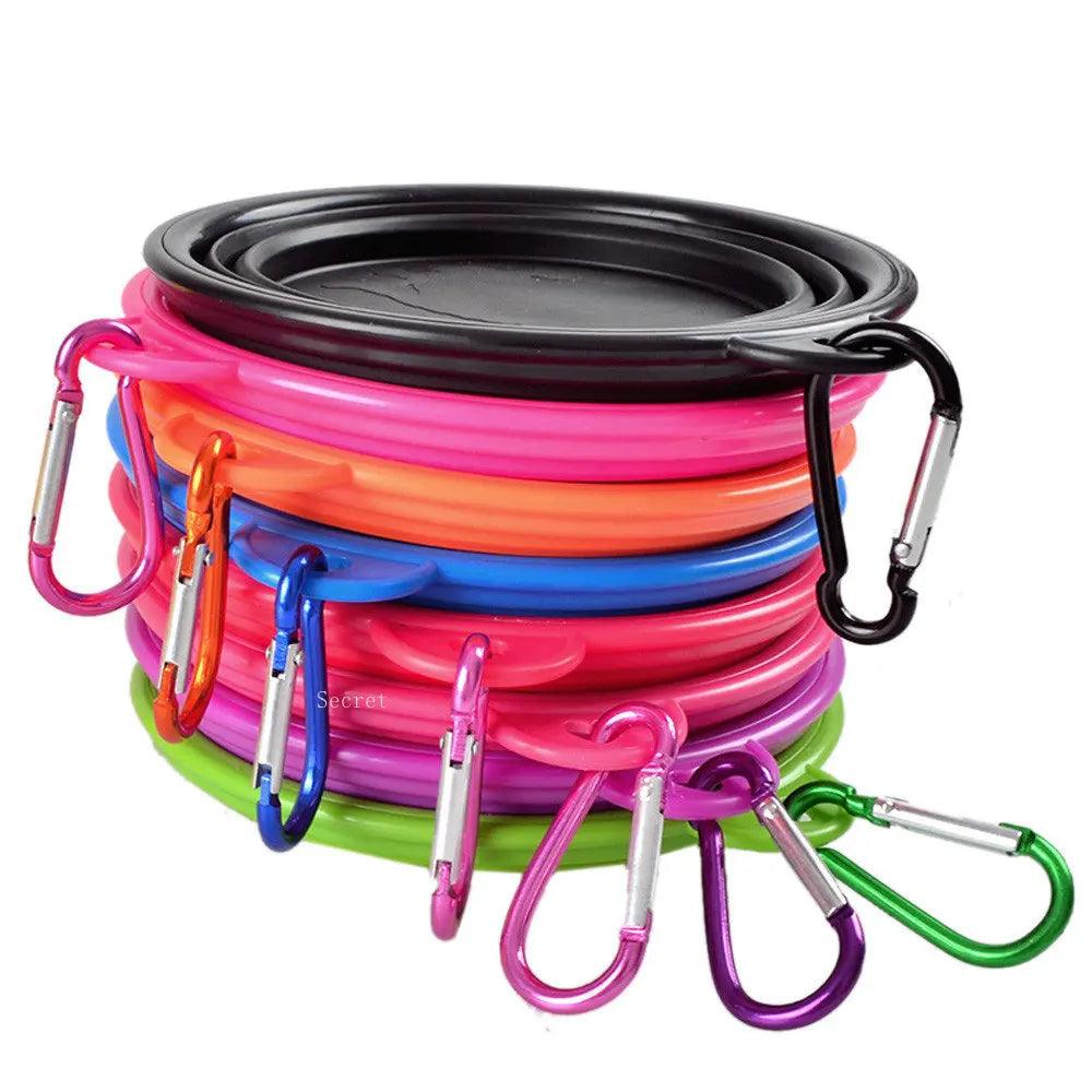 Collapsible Silicone Pet Bowl - Portable Travel Dish with Carabiner