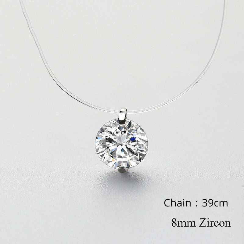 Zircon Round Pendant Choker Silver necklace