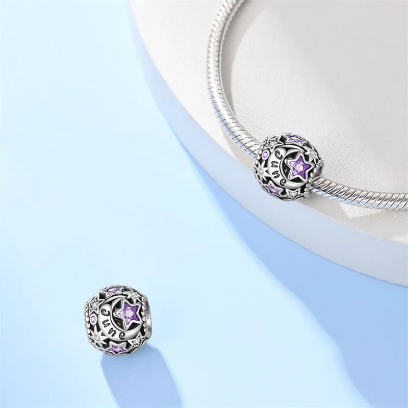 June Birthstone Charms: Round in 925 Sterling Silver