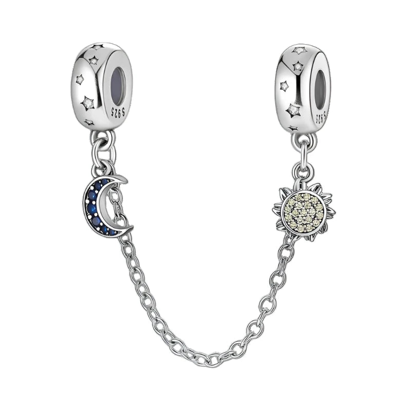 Sun & Moon Safety Chain Charms for Pandora Bracelet