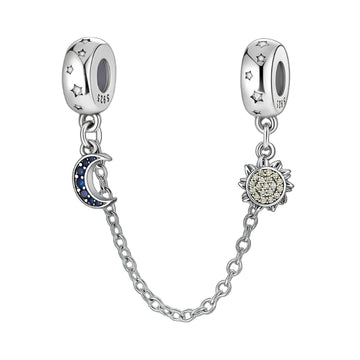 Sun & Moon Safety Chain Charms for Pandora Bracelet