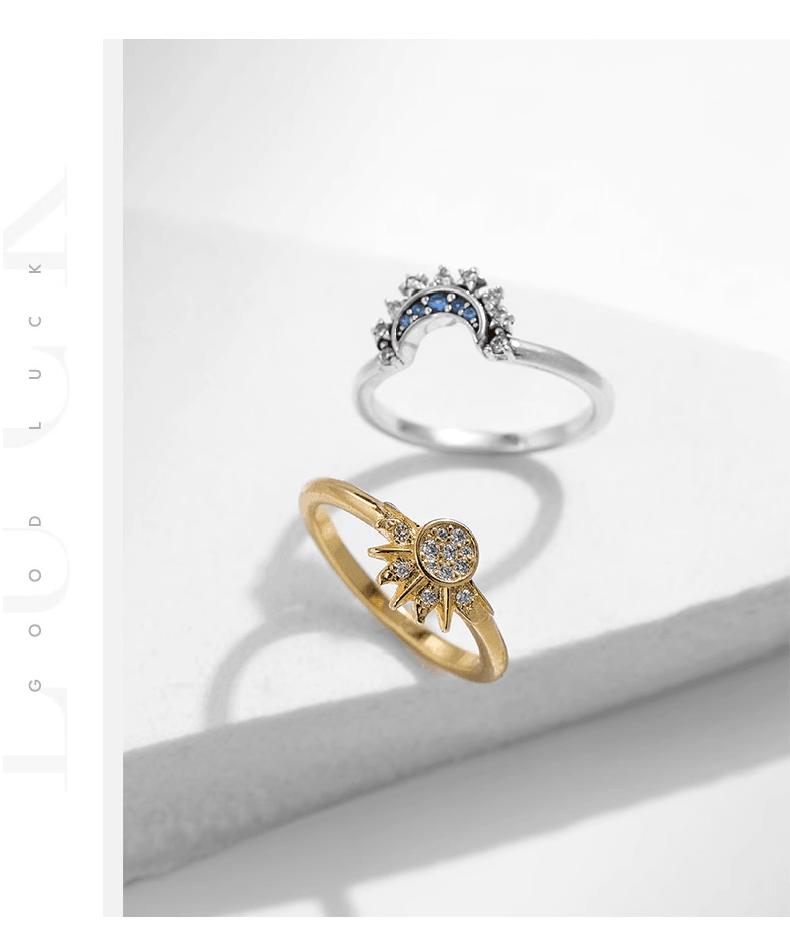 Sun and Moon Ring in 925 Sterling Silver | Heart Crafted Gift