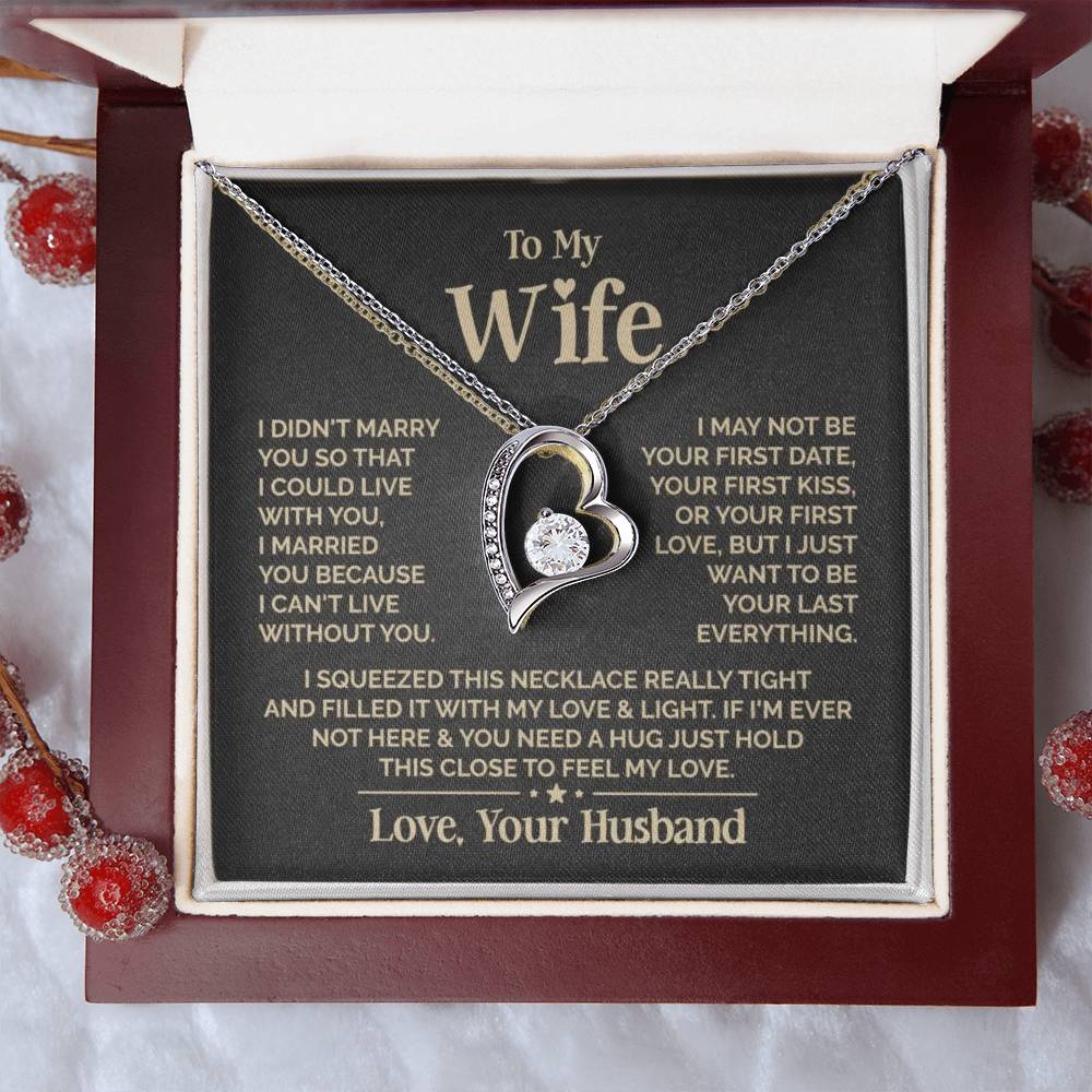 Gift for Wife: Heart Necklace Set with Message Card & Gift Box