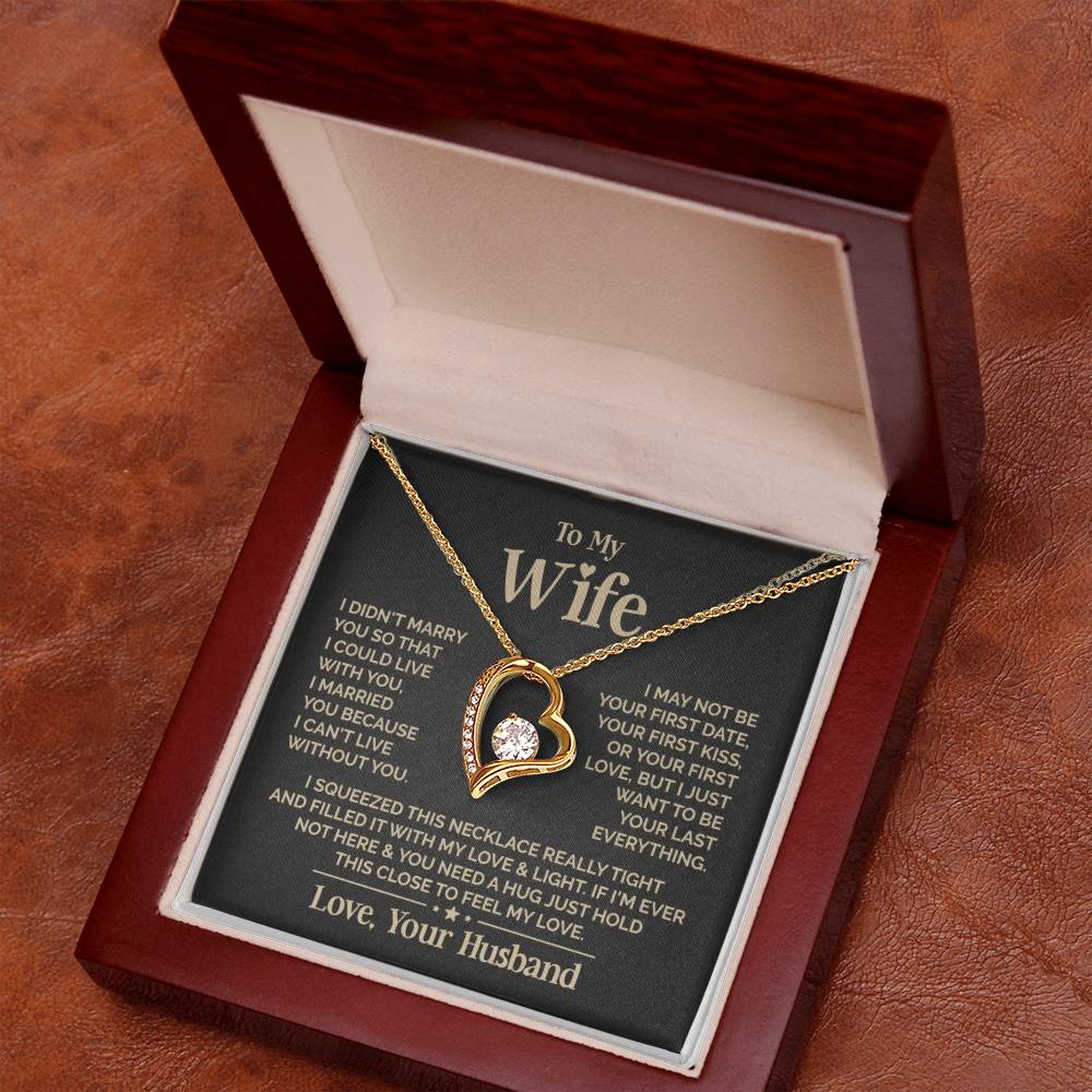 Gift for Wife: Heart Necklace Set with Message Card & Gift Box