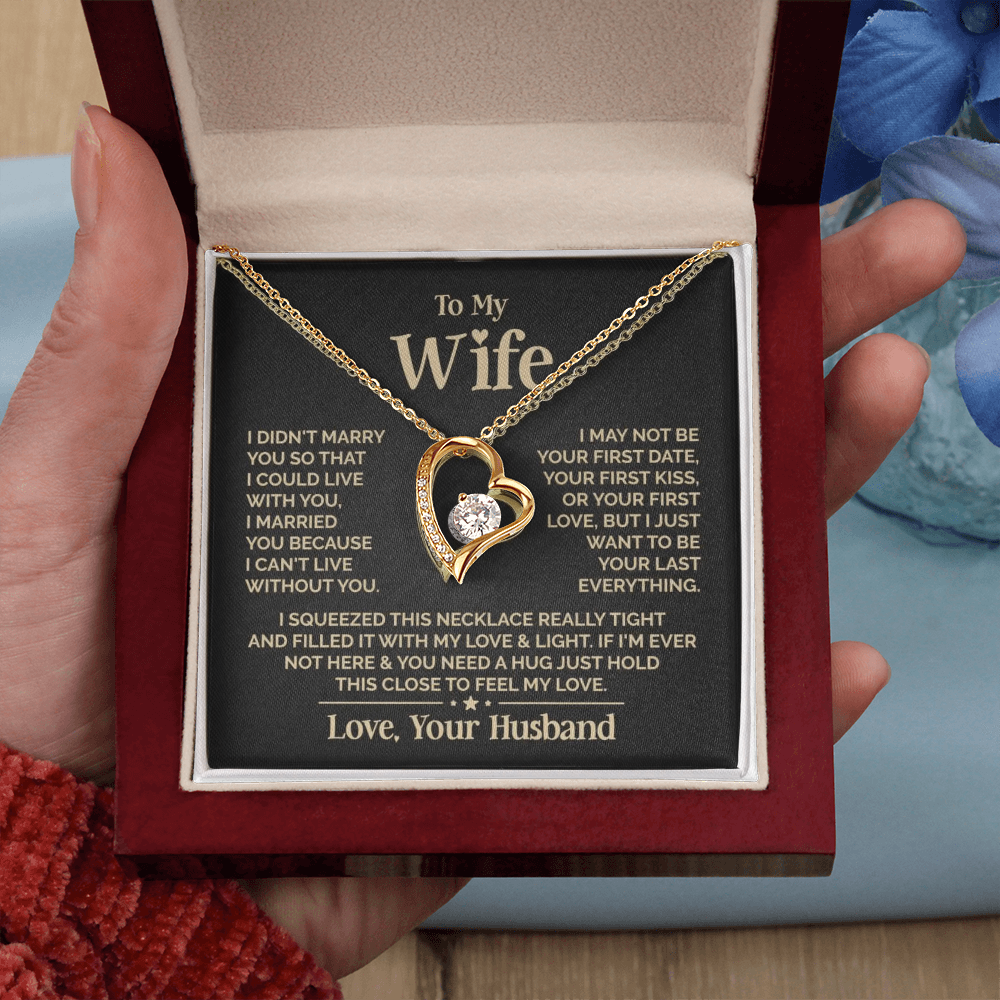 Gift for Wife: Heart Necklace Set with Message Card & Gift Box