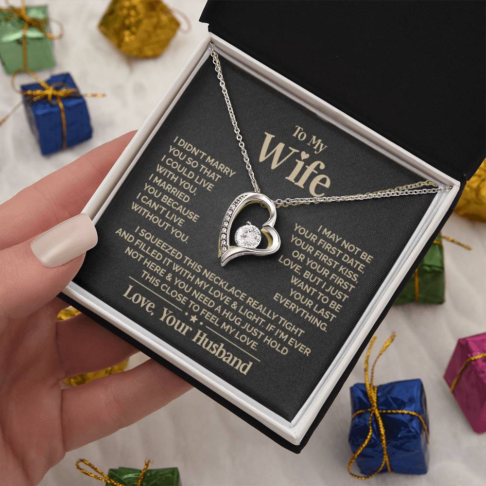 Gift for Wife: Heart Necklace Set with Message Card & Gift Box