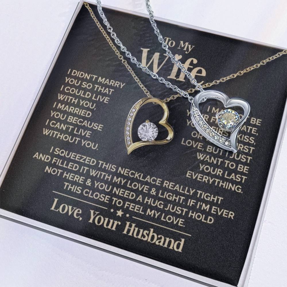 Gift for Wife: Heart Necklace Set with Message Card & Gift Box