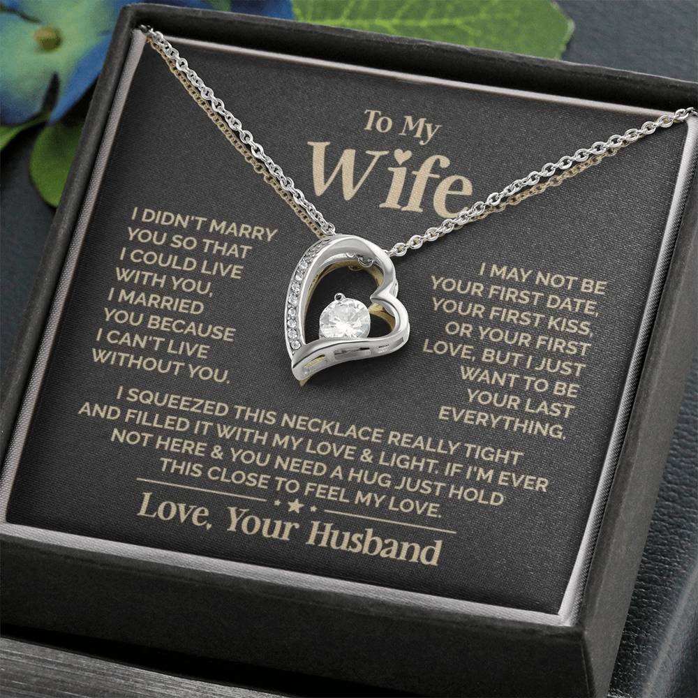 Gift for Wife: Heart Necklace Set with Message Card & Gift Box
