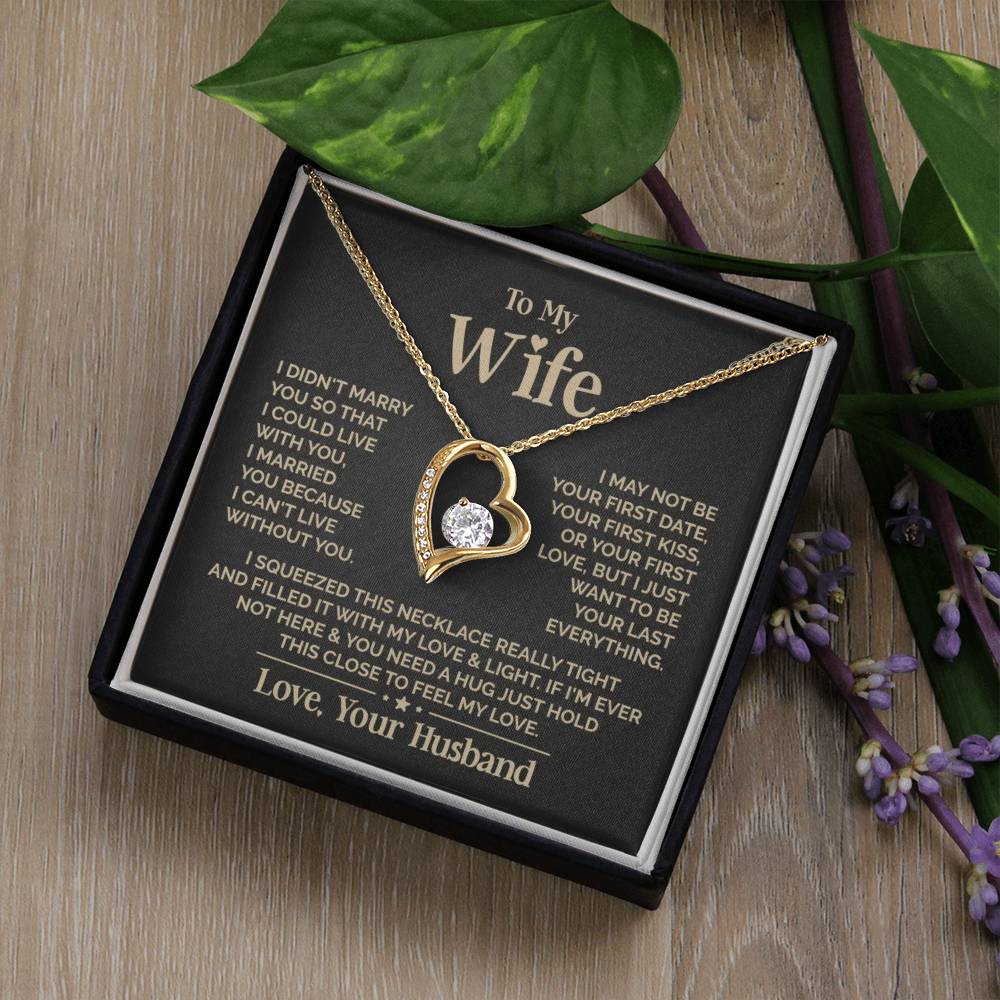 Gift for Wife: Heart Necklace Set with Message Card & Gift Box