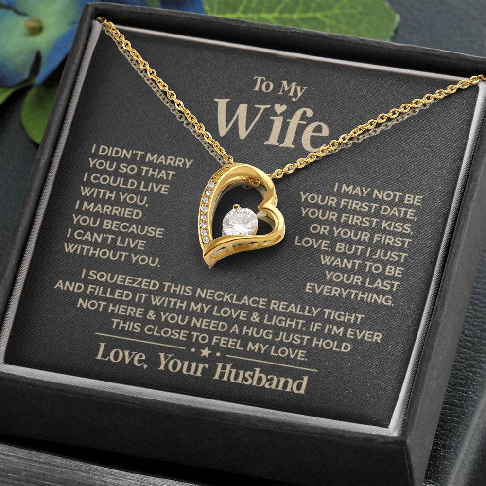 Gift for Wife: Heart Necklace Set with Message Card & Gift Box