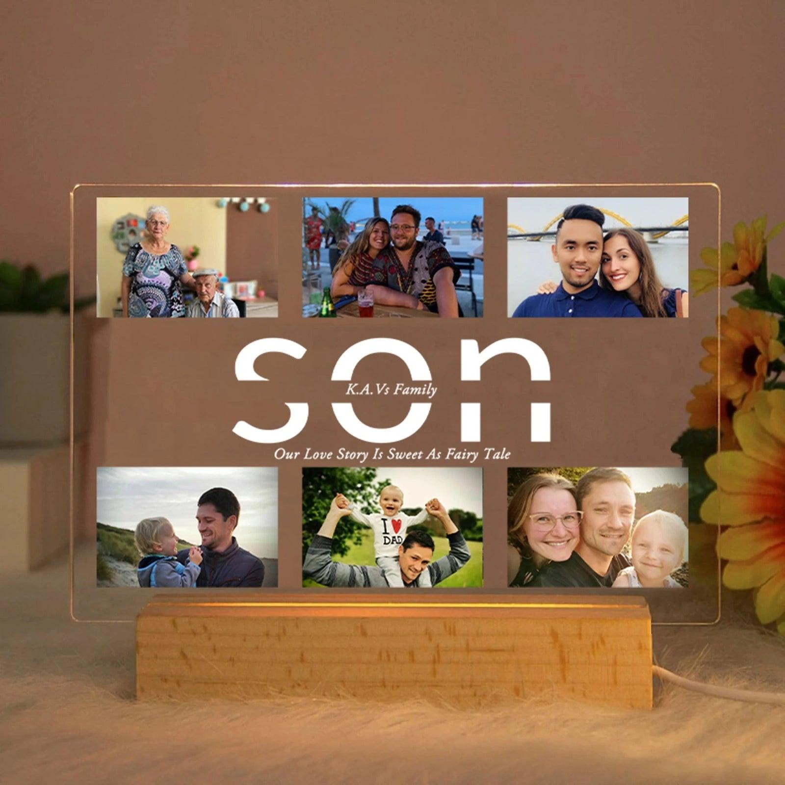 Custom Acrylic Lamp with Wooden Base: Personalized Photo & Text - Heart Crafted Gifts