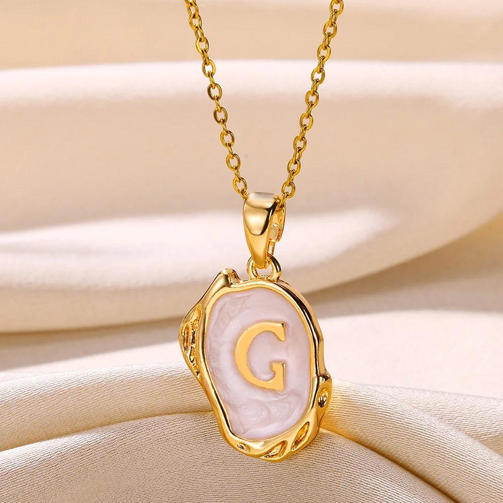 Drip Oil Initial Letter G Pendant Necklace: Gold Plated Jewelry