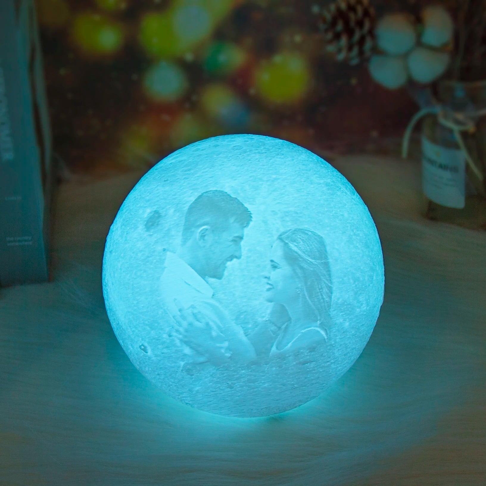 Customized 3D Printed Moon Lamp with Personalized Photo and Text - Heart Crafted Gifts