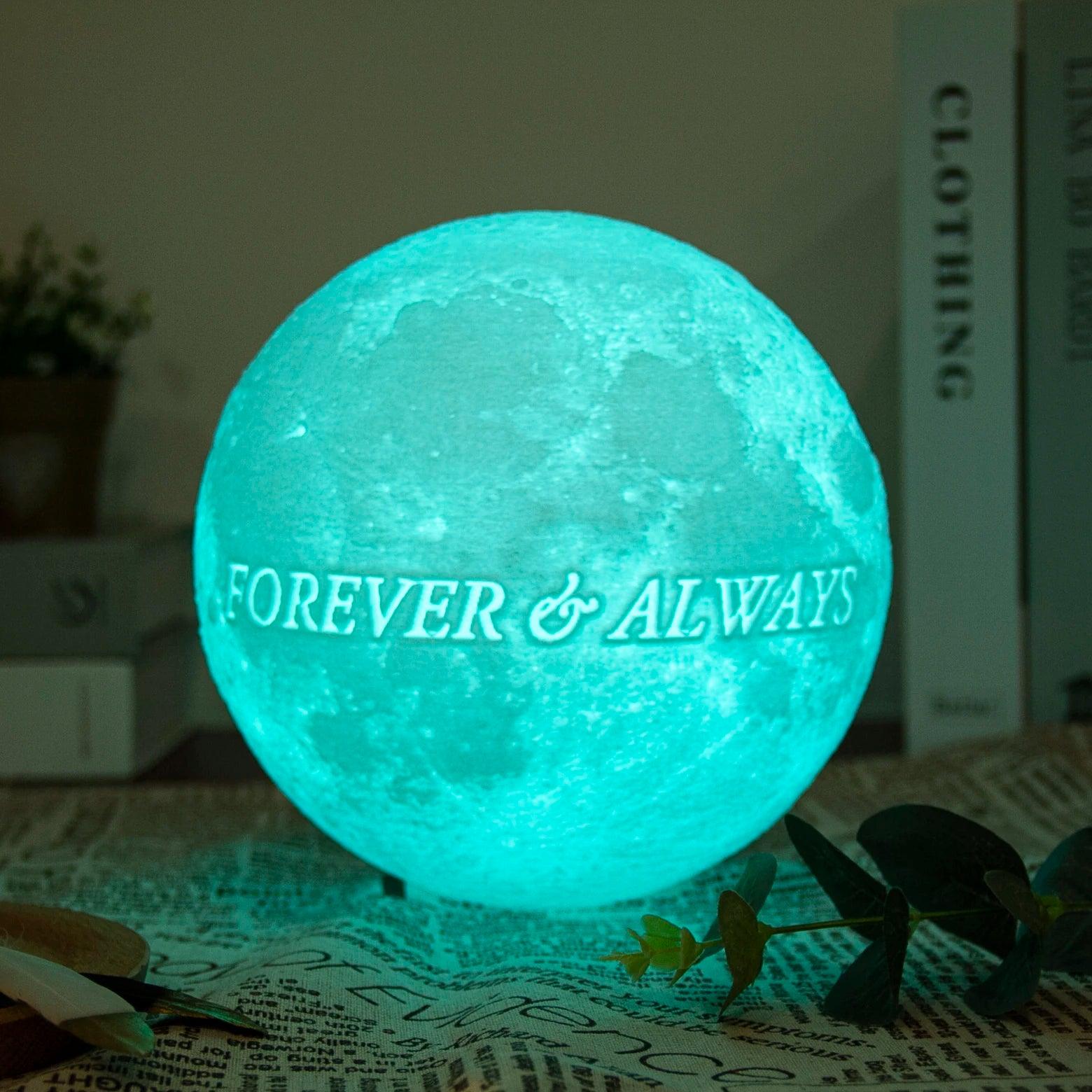 Customized 3D Printed Moon Lamp with Personalized Photo and Text - Heart Crafted Gifts
