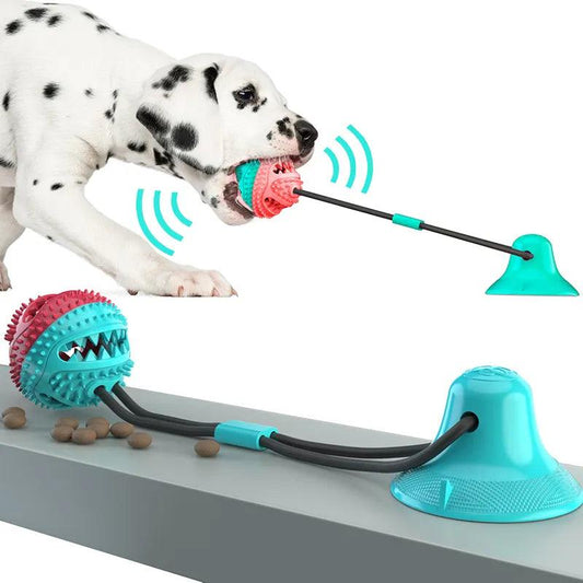 Dog Toy: Ball with Suction Cup, Rope with Treat Dispenser and Slow Feeder design - Heart Crafted Gifts