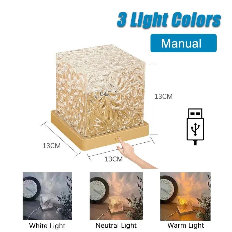 Dynamic Rotating Water Ripple Projector: Crystal Aura Lamp - Heart Crafted Gifts