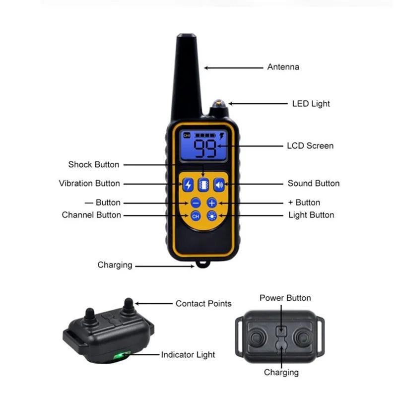 Electric Dog Shock Training Collar with Remote for up to 1000m - Heart Crafted Gifts