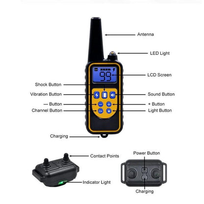 Electric Dog Shock Training Collar with Remote for up to 1000m - Heart Crafted Gifts