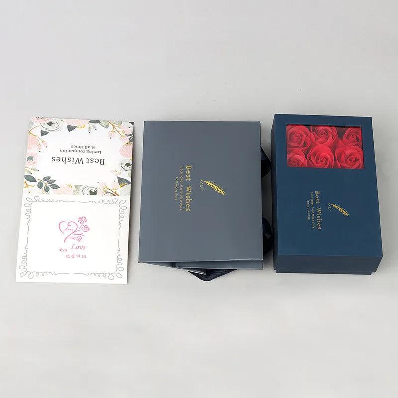 Enchanting Elegance: Necklace Gift Set in a luxury gift box along with Roses - Heart Crafted Gifts